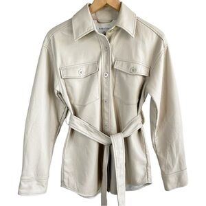 Aritzia Babaton Vegan Leather Button Up Jacket *FLAWS* Size 2XS Beige